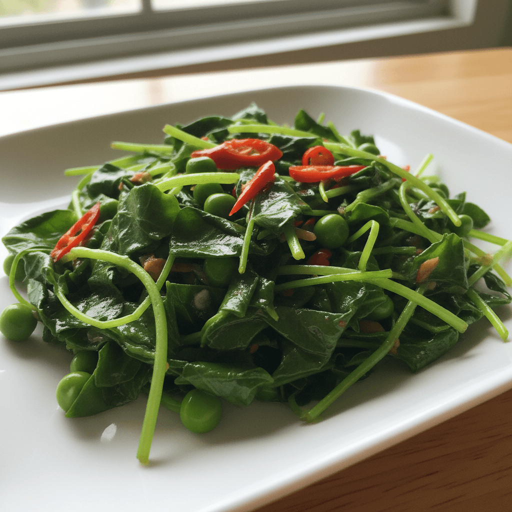 Spicy Belacan Pea Shoots